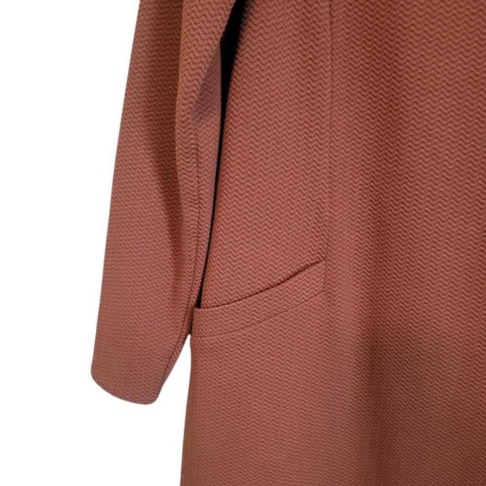 Boden Ingrid Jacquard Knit Shift Dress 8P Rust Long Sleeve Pocket Petite - Picture 5 of 11